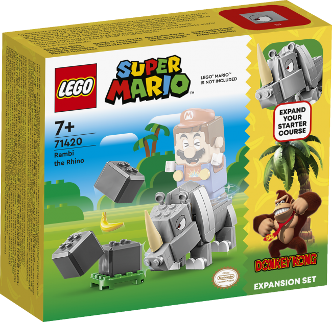 LEGO Super Mario Degunrad a Rambi papla in juma mar ruts 71 XS Rota lietas